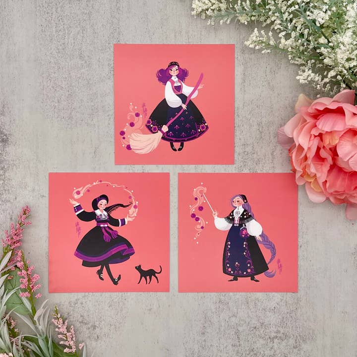 Bunad Witches - Mini Print Trio for wholesale by Yoshi Yoshitani LLC