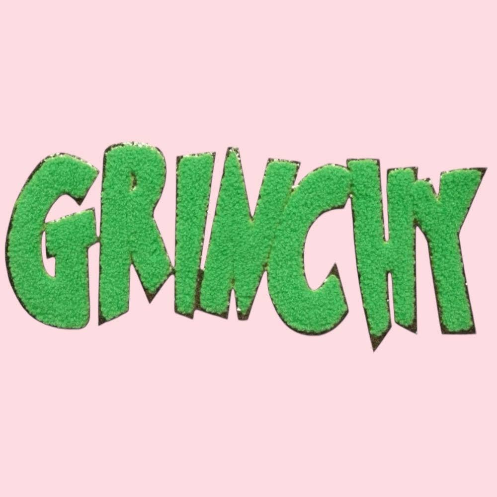 Rosie Posie Patches - Vente Écusson - Patch thermocollant en chenille Grinch de Noël0