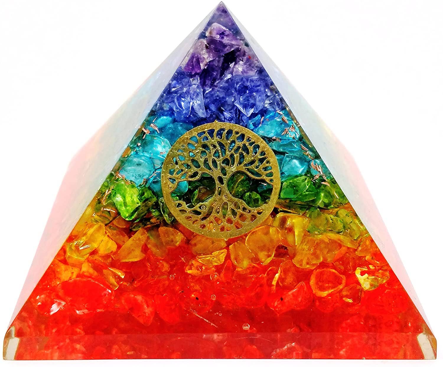 jiomind - Vente Pierre et cristal de spiritualité - Pyramide d'orgones de sept chakras Pyramide d'orgonite énergisée Reiki0