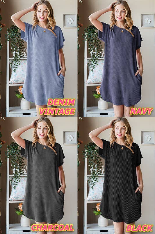 HEIMISH – Großhandel Kleid – Damen – ED6807-10 URBANES GERIPPTES MINIKLEID MIT SEITENTASCHE12