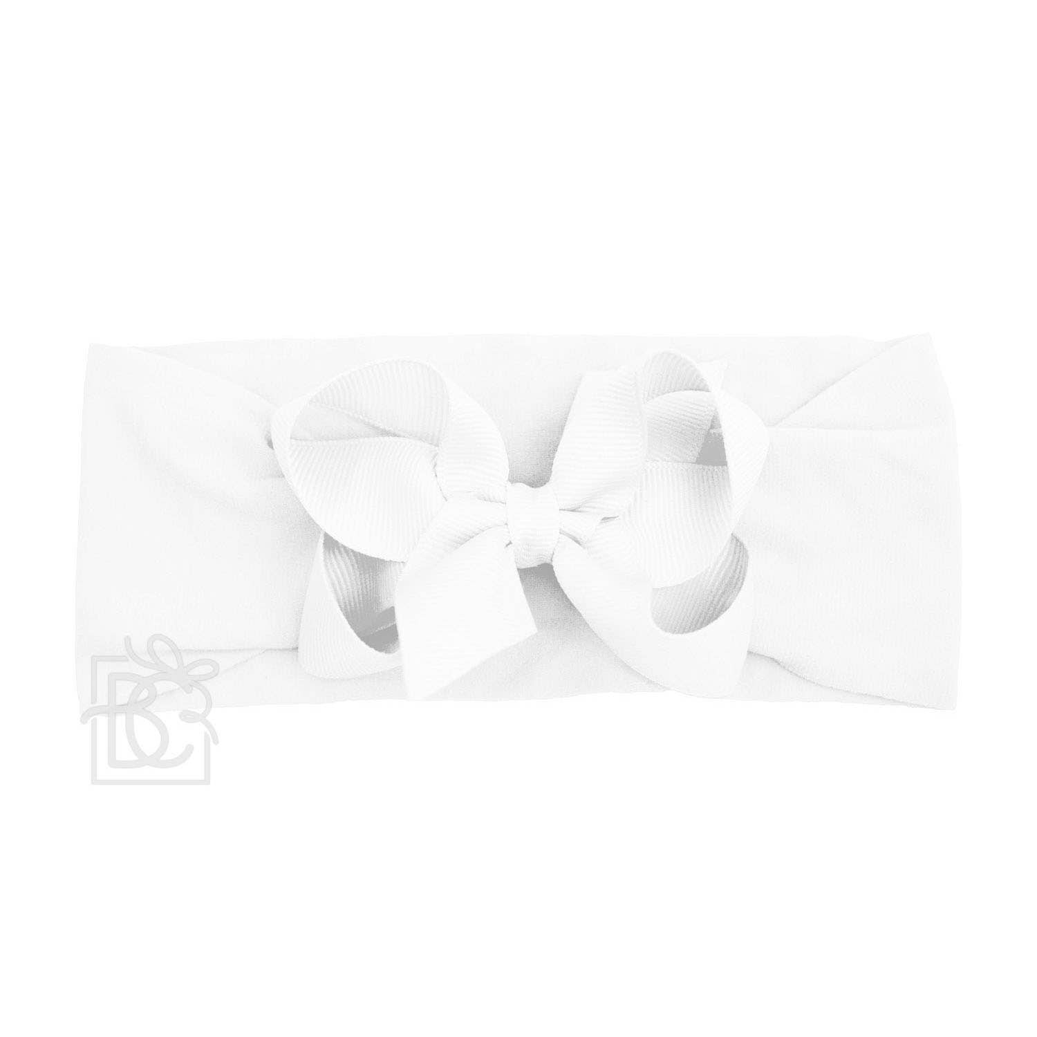Beyond Creations, LLC - Wholesale Fashion Headband - Kids - WIDE PANTYHOSE HEADBAND W/CLASSIC GROSGRAIN BOW64