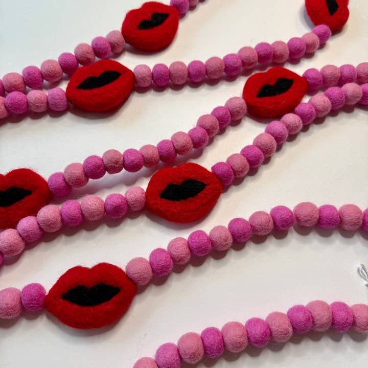 Gimme a Kiss Valentines Day Felt Garland for wholesale by Honey Loom Designs