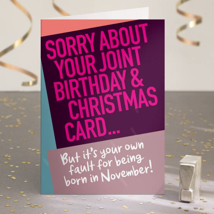 Funny November Birthday Card for wholesale by Wordplay Design