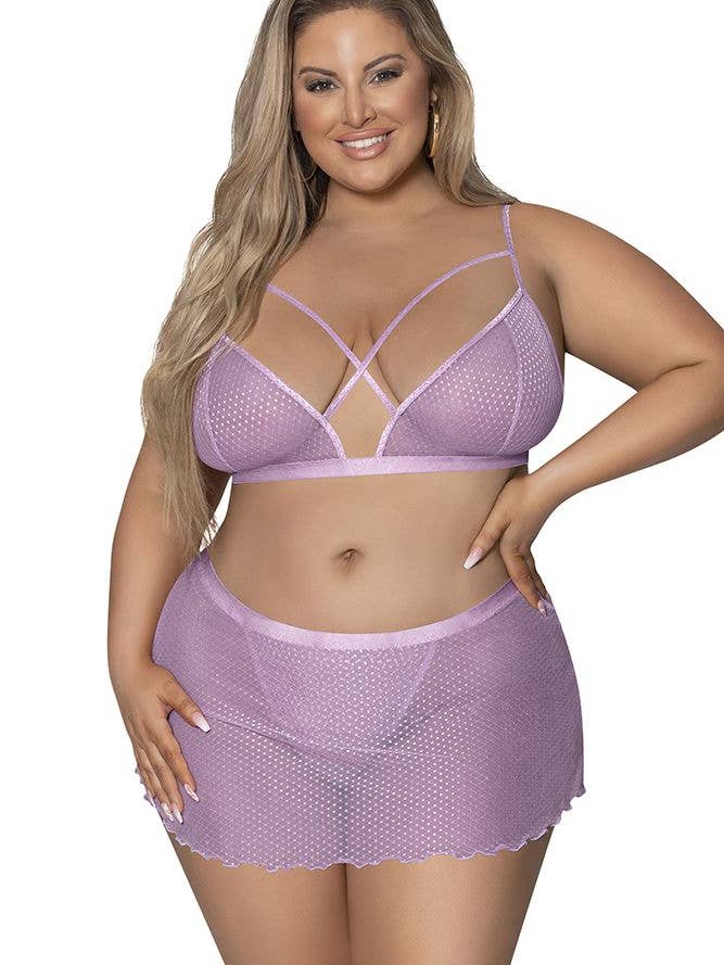 Bralette à bretelles Magic Silk avec jupe string séduisante M286Q pour la vente par Lingerie Mart