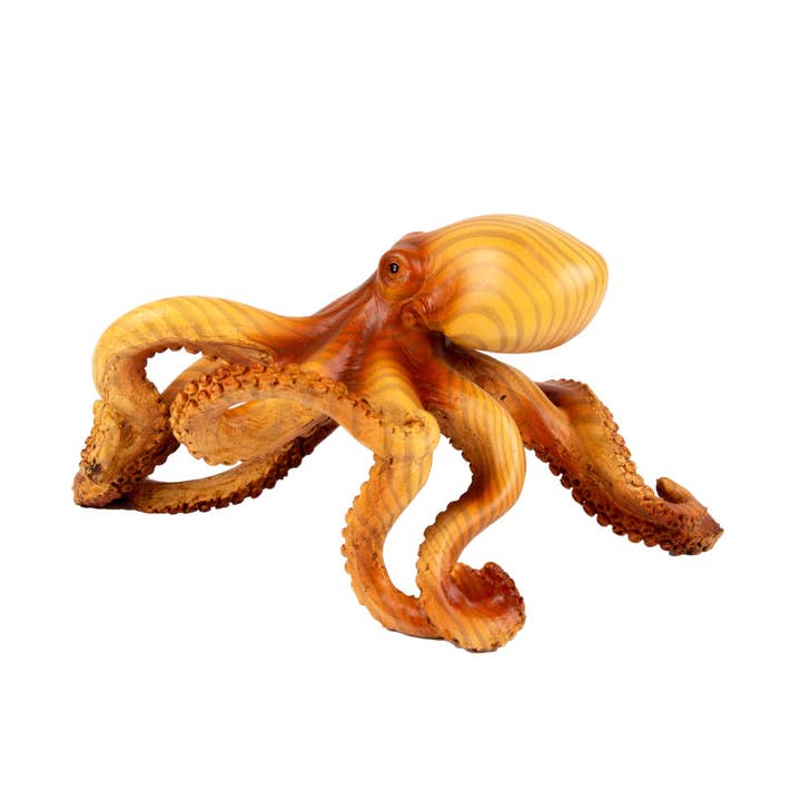 Carved Wood-effect Octopus, 18cm for wholesale by Nauticalia