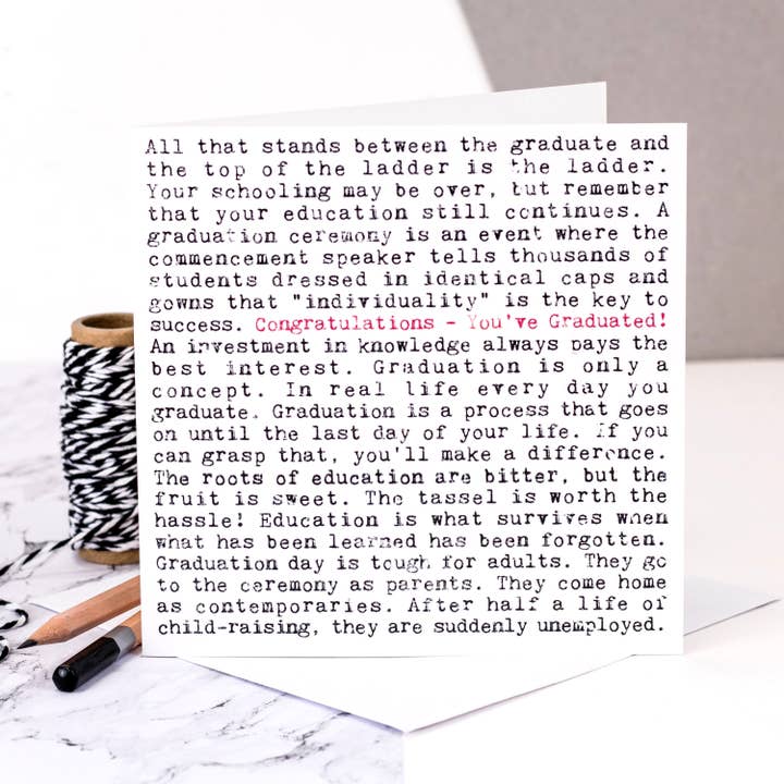 Graduation Quotes Card, Congratulations You've Graduated! for wholesale by Coulson Macleod (U.S. Duties Paid)