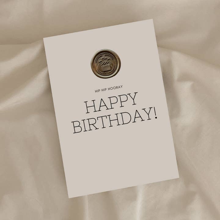 Cartão de Aniversário Hip Hip Hurra com Selo de Cera por atacado de Simple Creation Studio