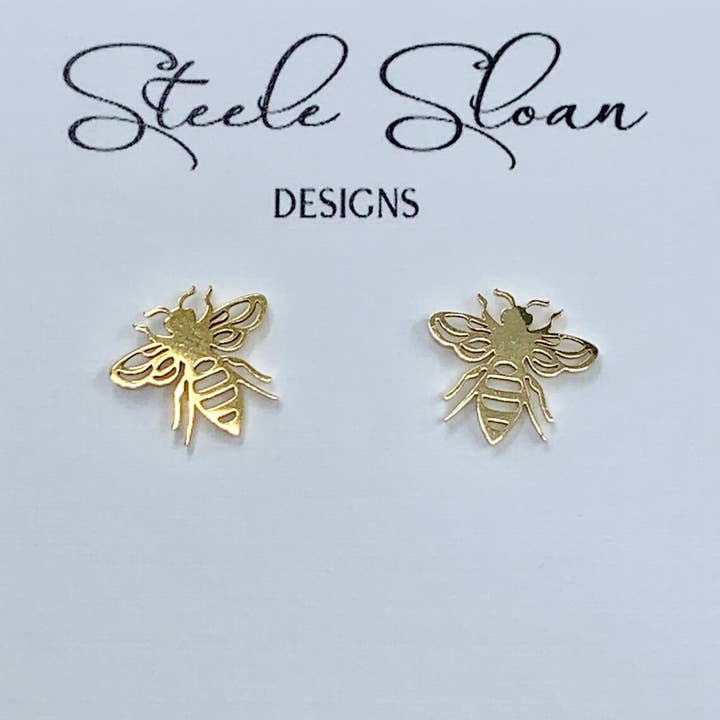 Steele Sloan Designs - Wholesale Stud/Post Earrings - Adorable Bee Earrings, Honeybee Gift, Hypoallergenic Earring1