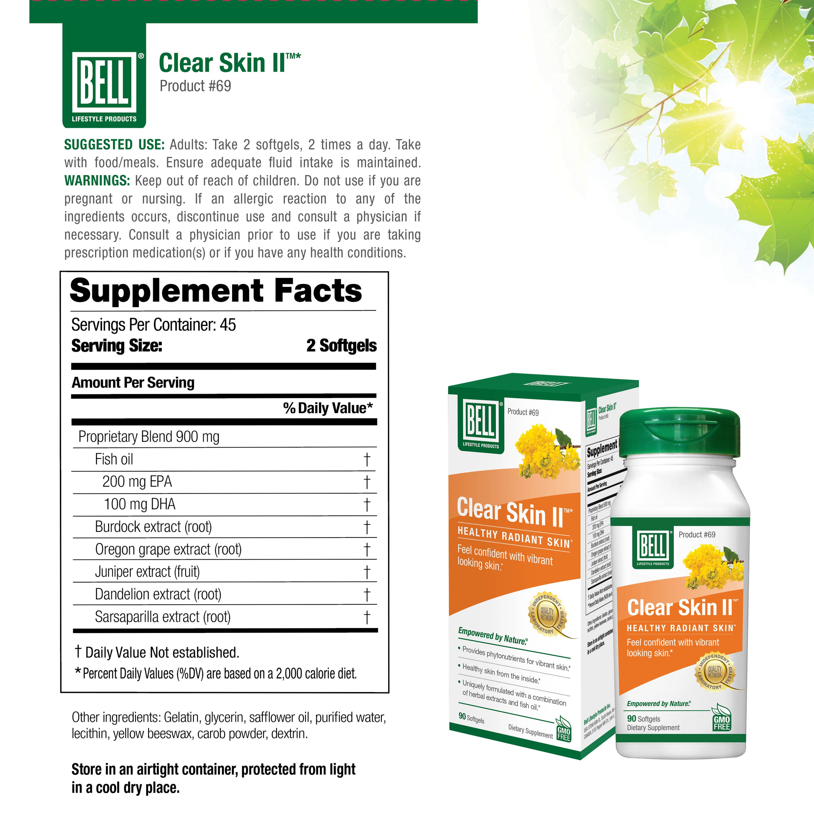 Bell Lifestyle Products Inc. - Wholesale Oral Supplement/Vitamin - Clear Skin II™ – Supports Healthy, Radiant Skin from Within1