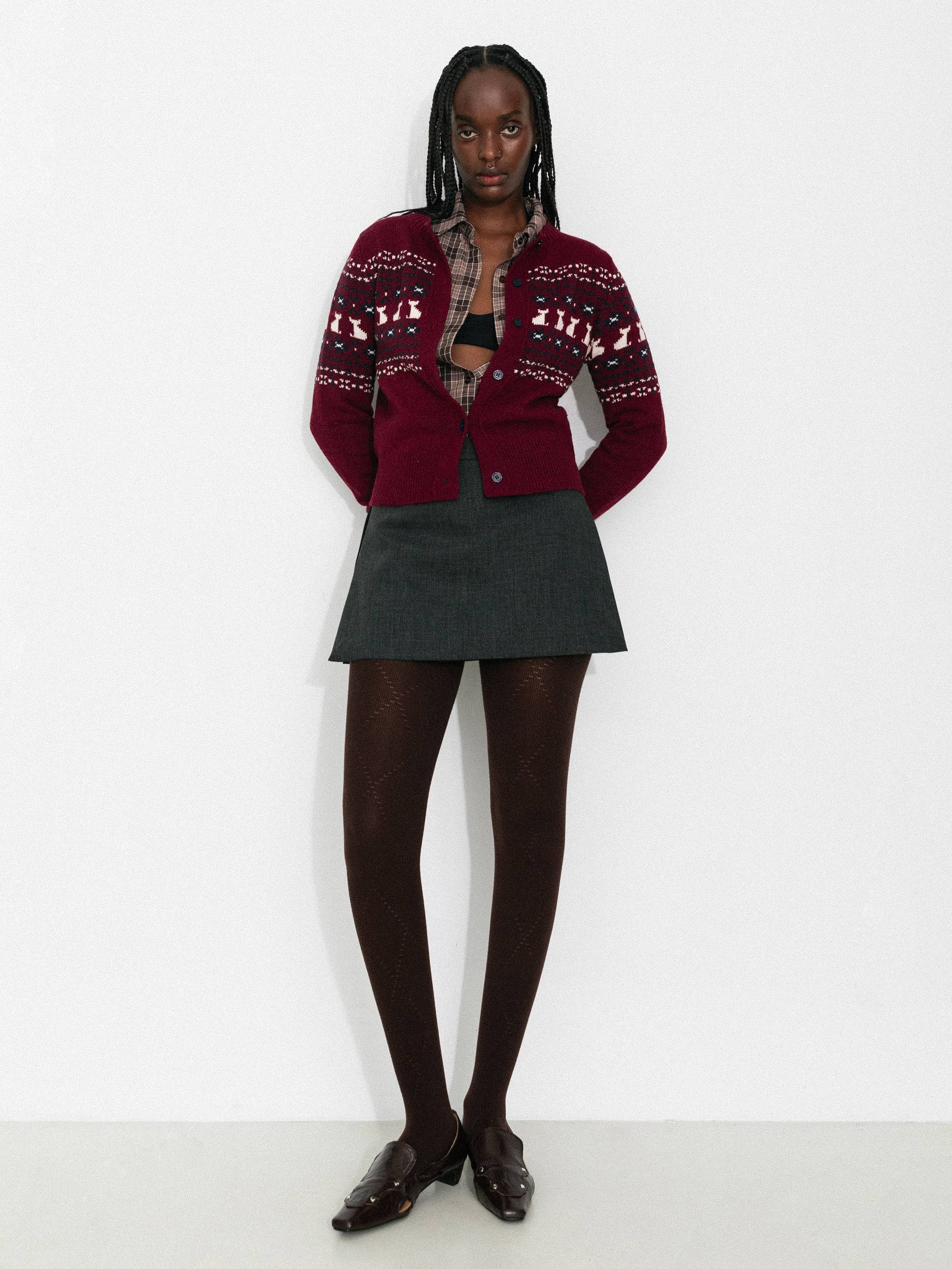 CUBIC - Wholesale Cardigan - Women's - CUBIC Cat Print Fair Isle Wool-Blend Cardigan17