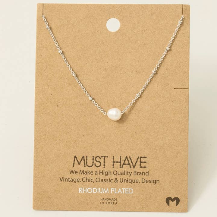 Fame Accessories - Wholesale Pendant/Charm Necklace - Gold Dipped Pearl Pendant Necklace