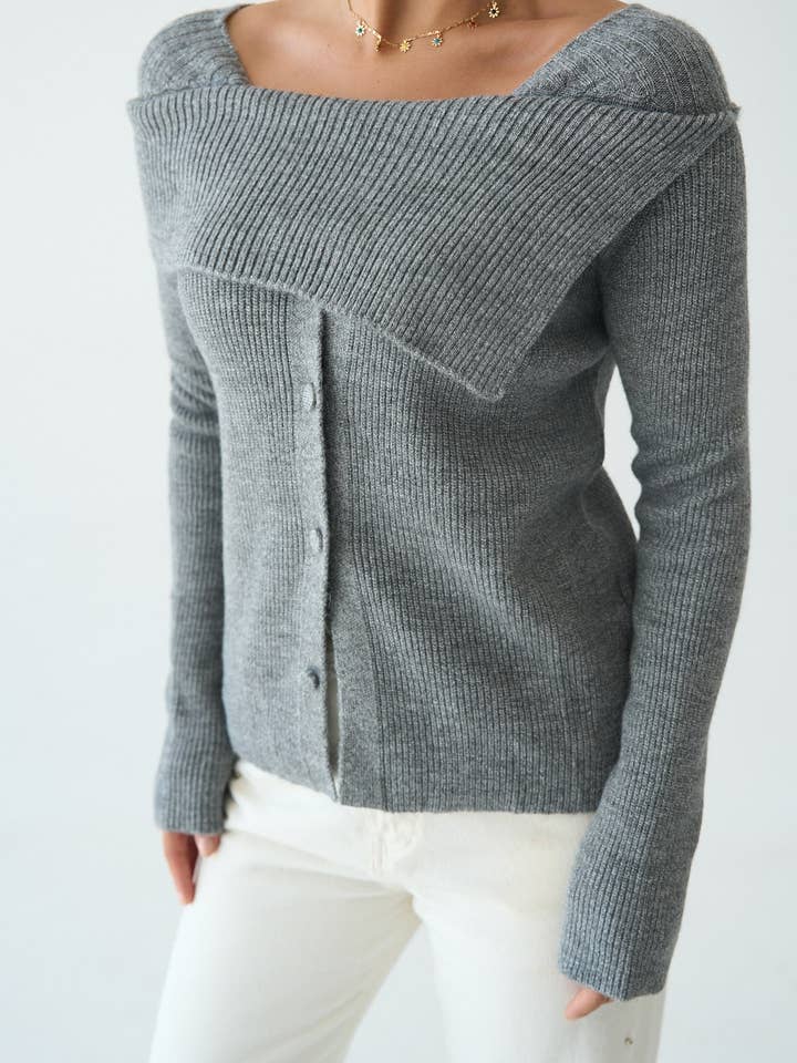 Design company-Fatma Balkir - Wholesale Knit Sweater - Women's - Asymmetric Neckline Women’s Knit Sweater5