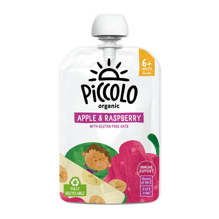 Piccolo Organic Apple & Raspberry 100g Baby Food Pouch for wholesale by Piccolo Foods
