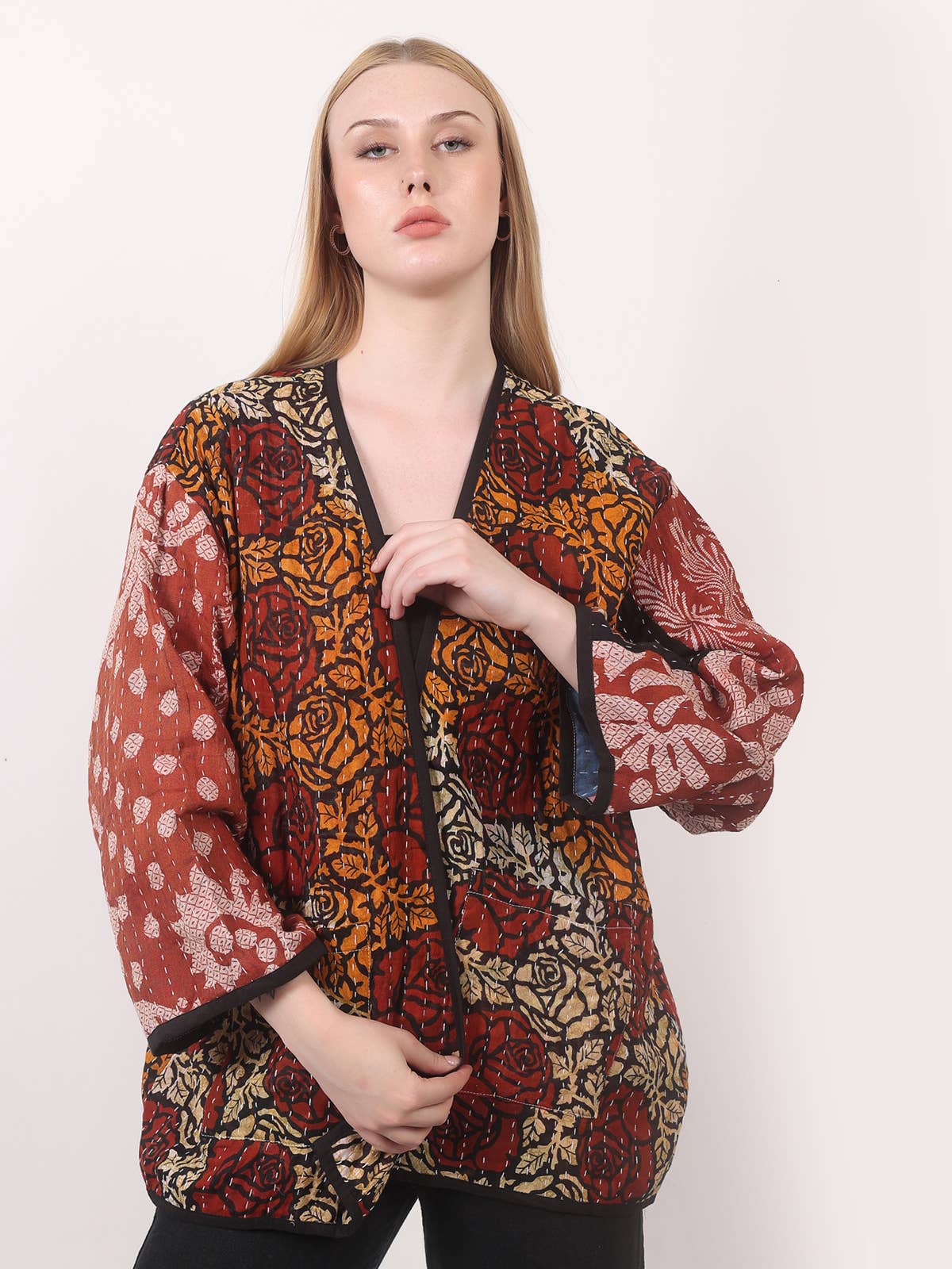 Wevez - Wholesale Jacket - Women's - Women's Kantha Kimono Printed Jacket Wholesale Lot Assorted6