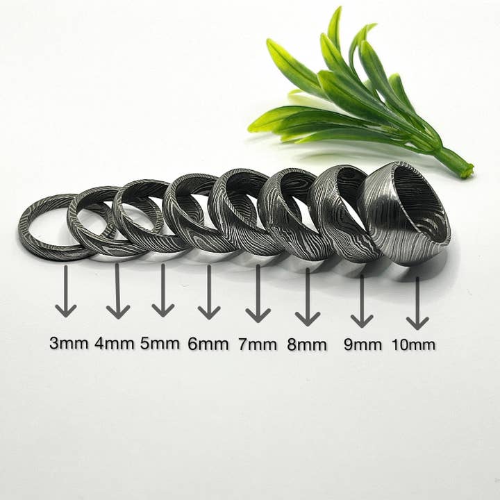 RustyStudioUSA - Vendita all'ingrosso Anello midi/a fascia - Anello Damasco Uomo, Anello Damasco, Anello di Nozze Uomo, Anello Uomo, Anello in Acciaio Damasco, Fasce in Acciaio Damasco, Anelli in Acciaio Damasco, Anelli Donna7