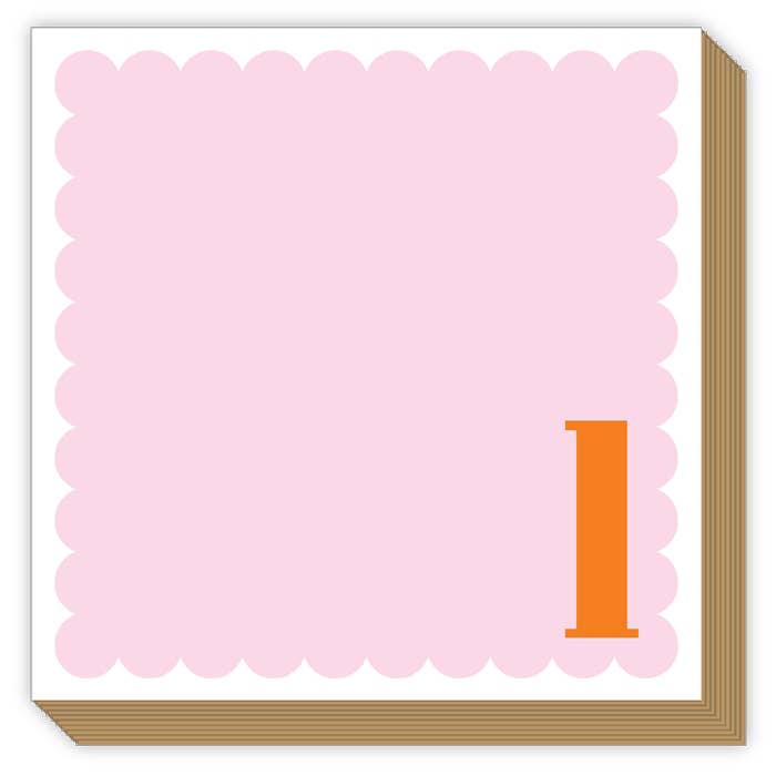 Scallop Monogram Orange And Pink L Luxe Notepad for wholesale by RosanneBeck Collections