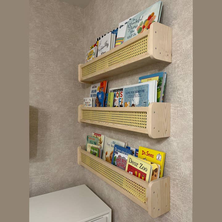 Natuurlijk Wandplank van rotan Montessori voor kinderen, kinderkamer, boho voor groothandel op Faire