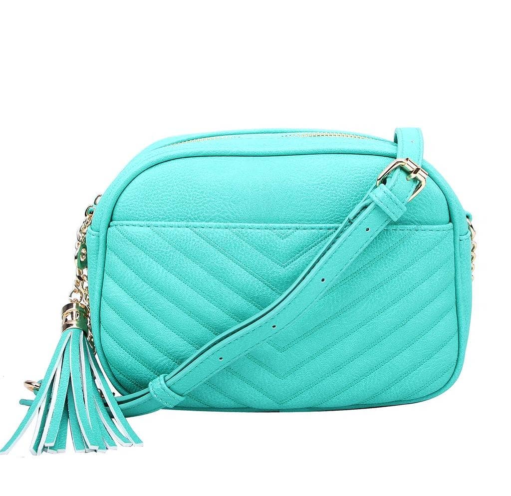MiMi Wholesale - Vente Sac à bandoulière – femme - Sac à bandoulière Veronica à pompons cousus en V avec fermeture éclair14