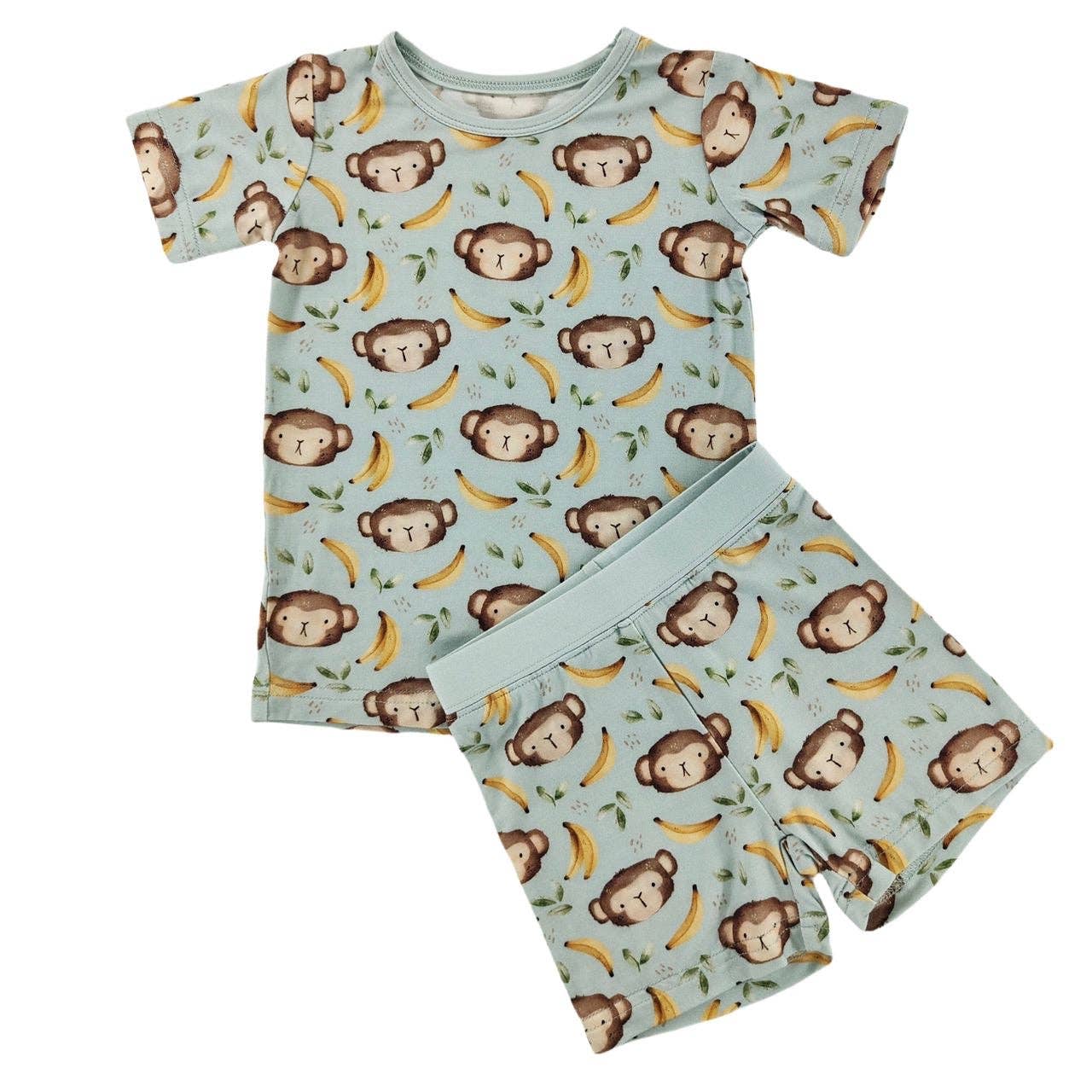Little One Shop - Wholesale Top & Short Set - Kids - Monkey Mischief Bamboo Shorts Set1