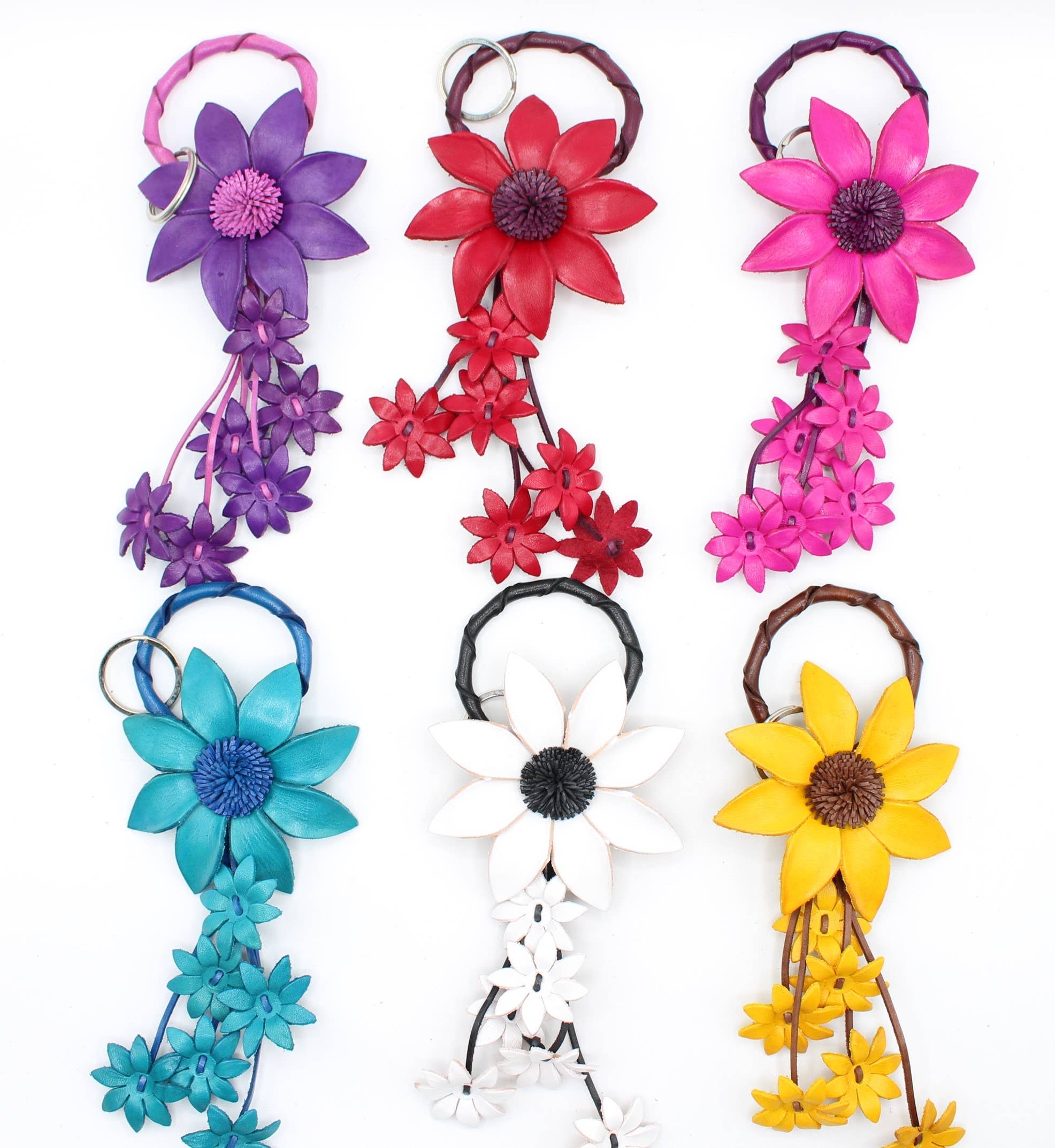Sunflower Handmade leather inc - Wholesale Keychain - Women's - kc006 leather daisy flower keychain bag charm16