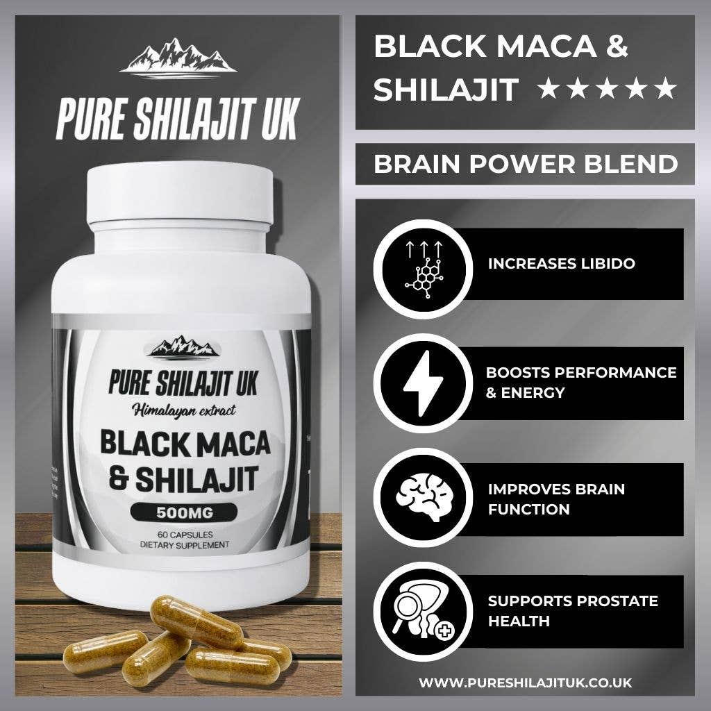 Pure Shilajit UK - Wholesale Oral Supplement/Vitamin - Black Maca & Shilajit Capsules – Daily Performance Blend 1