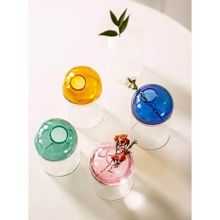 TUTU Home - Wholesale Vase - "Round" Yellow Glass Hydroponic Vase1