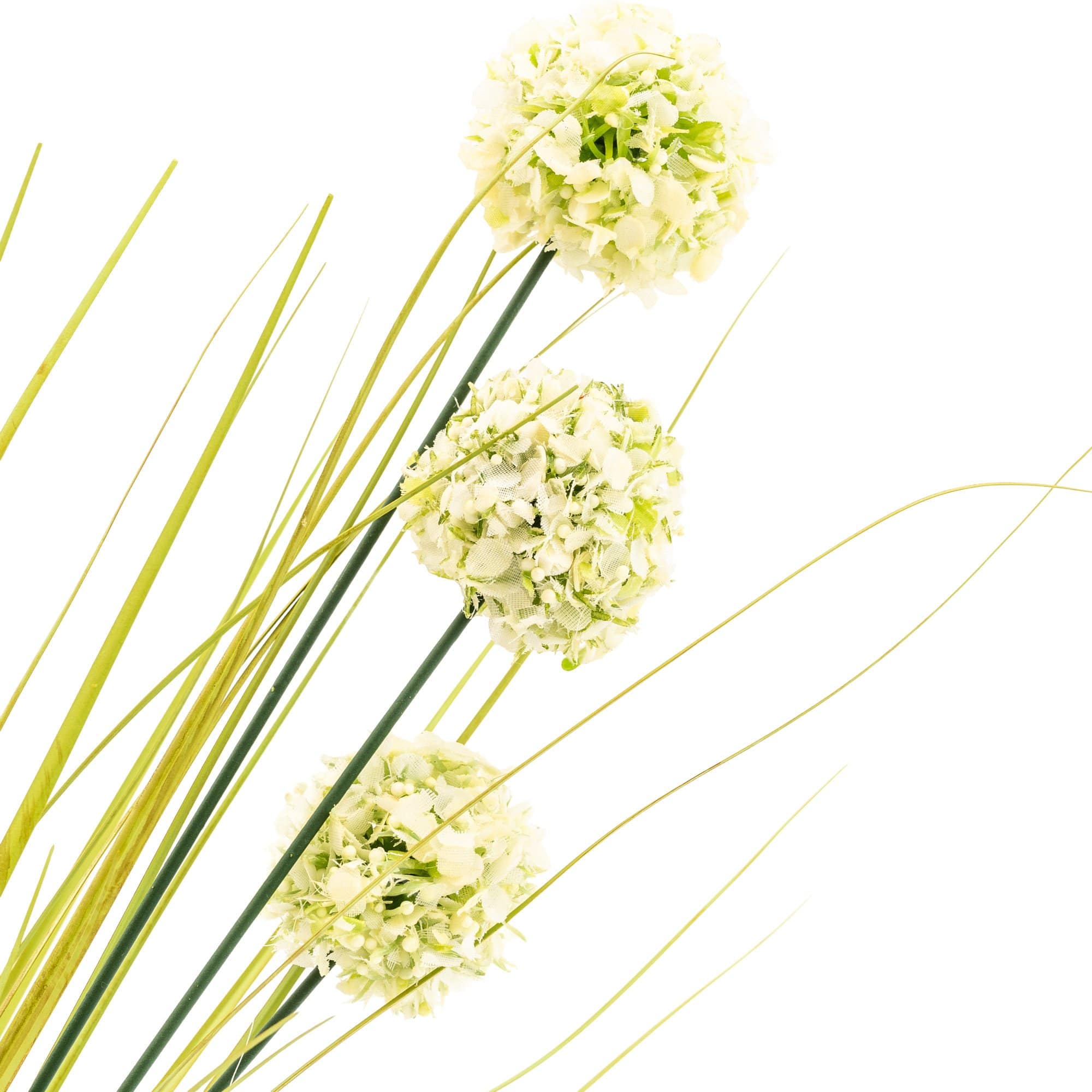 Candlelight Products Ltd – wholesale Artificial flowers – Artificial Grass with 3 White Billy Button Heads 68cm 10PK2