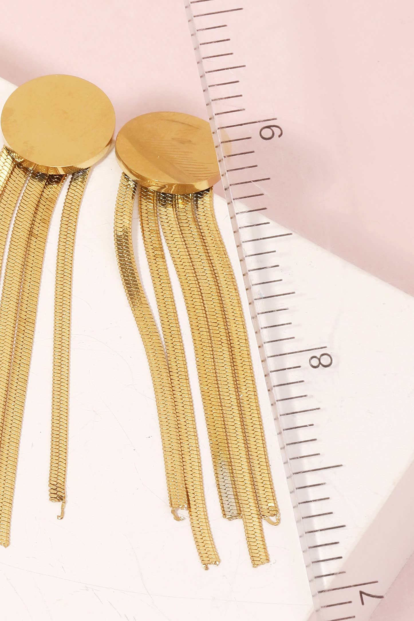 Anarchy Street - Vente Boucles d'oreilles pendantes - Boucles d'oreilles à franges avec disque et chaîne serpent en acier inoxydable1