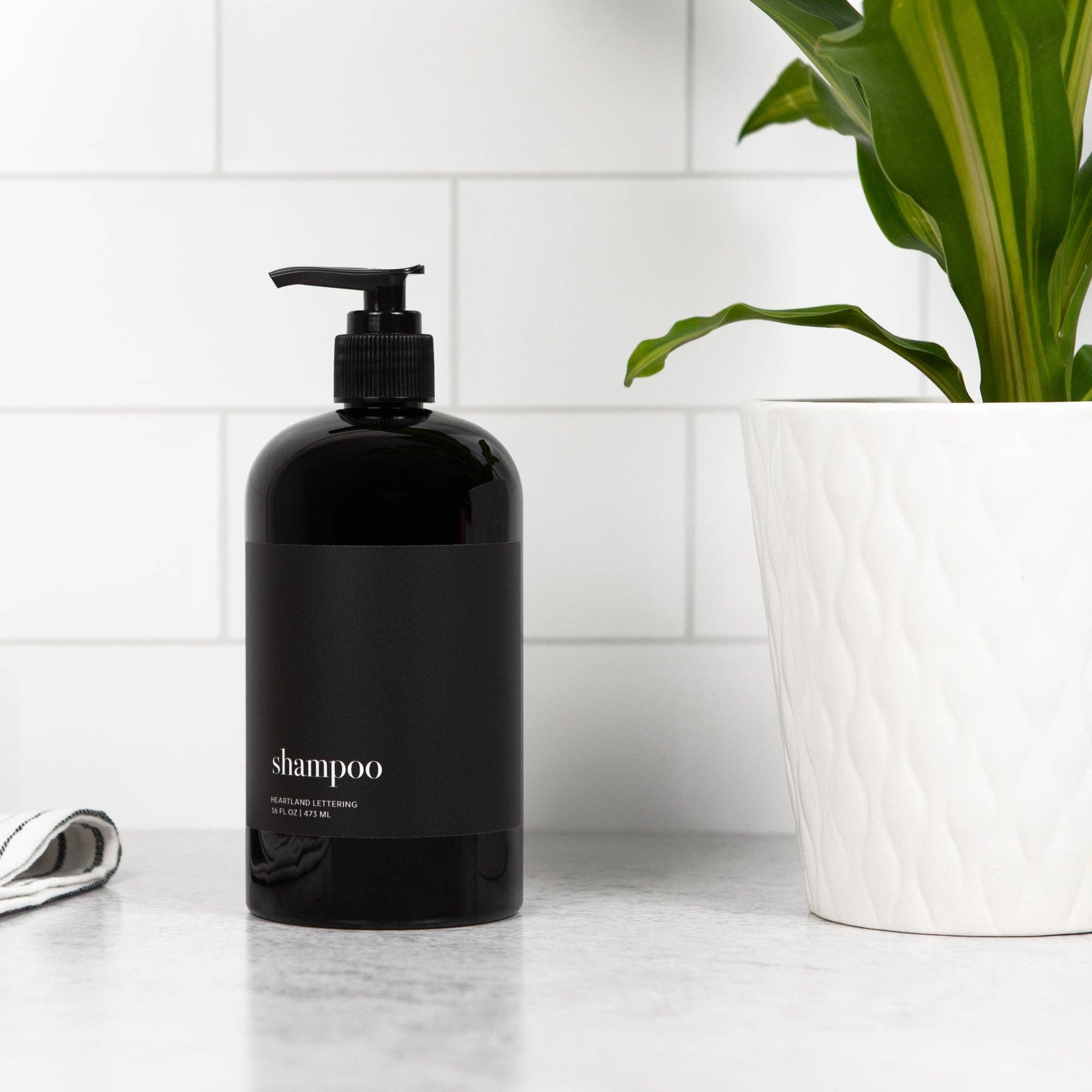Joie Designs Co. | Refillable Bottles - Wholesale Soap Dispenser - Black Minimalist Shower Dispenser Bottles - Manhattan Collection, Black Matte Label | Black Glossy Bottle10