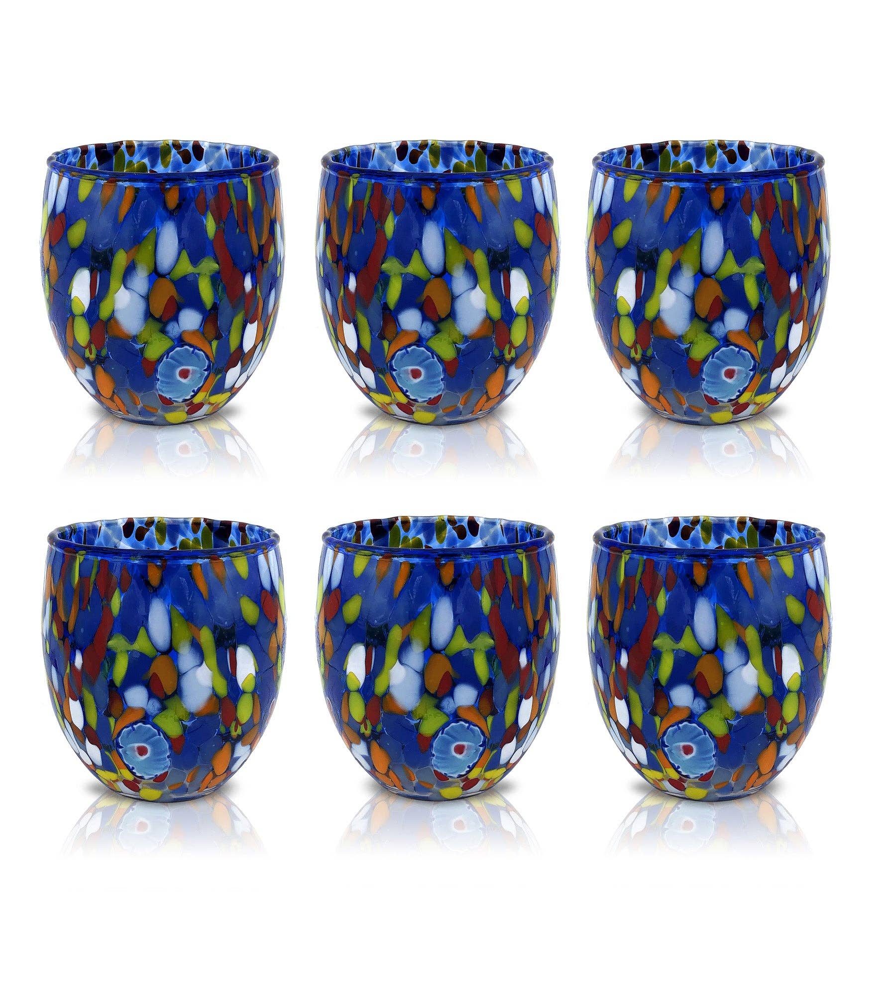 Mazzega Art & Design - Vente Verre/tasse - 6 verres en verre « Les couleurs de Murano ». ACQUA-CLASSIQUE1