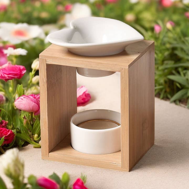 Scented Wax Melts Burner – Ceramic and Bamboo Candle Holder for wholesale by Zen'Arome