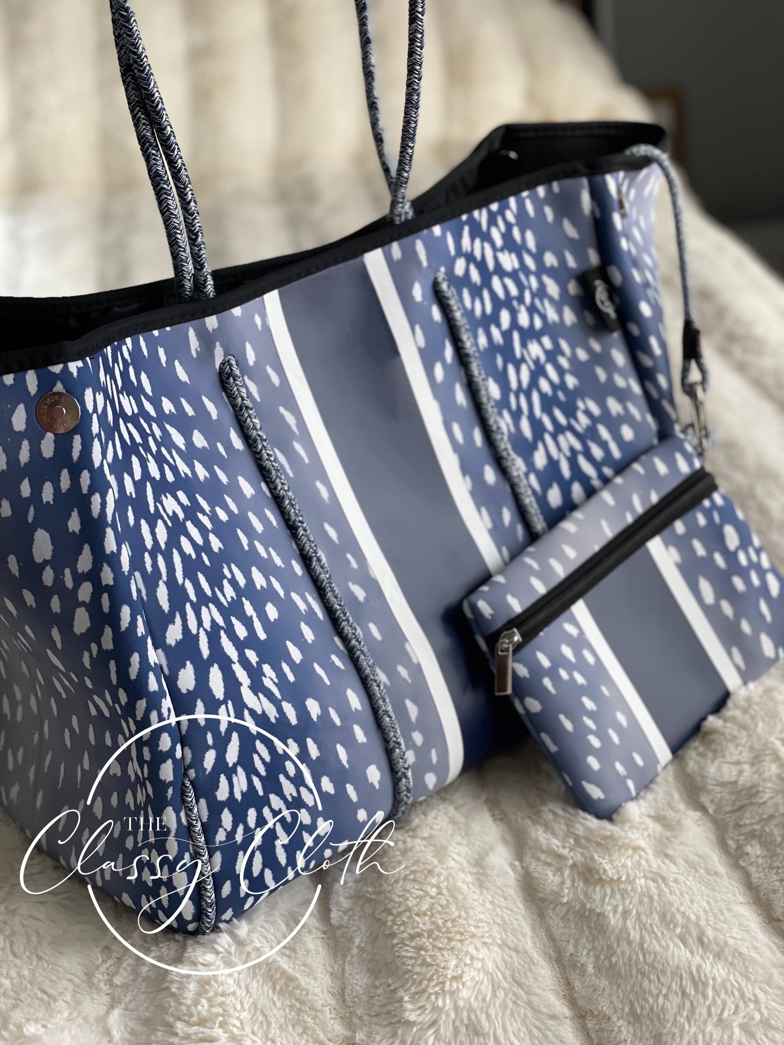 The Classy Cloth WS - Wholesale Tote Bag - Unisex - Neoprene Carryall Tote - Navy Speckled RTS3