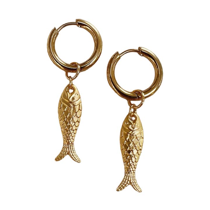 Corfu Gold Fish Earrings for wholesale by sccollection