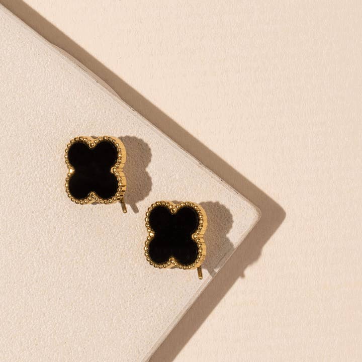 Frem - Vente Clous d'oreille - Boucles d'oreilles à tige en forme de trèfle en acier inoxydable5