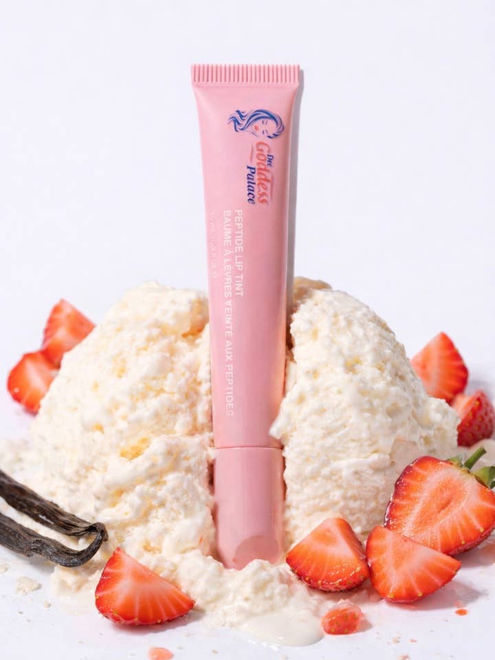 Vanilla Strawberry Ice Cream Peptide Lip Balm for wholesale by Deegoddesspalace