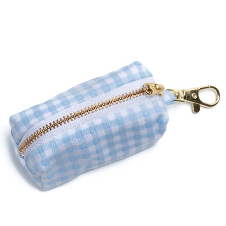 Waste Bag Holder - Baby Blue Gingham for wholesale by The Paws