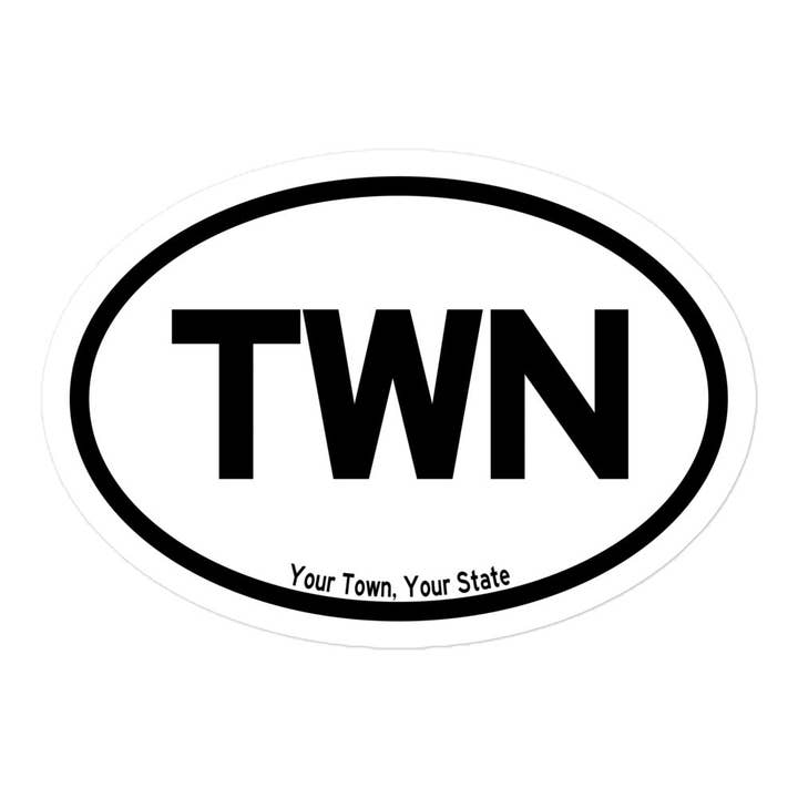 Your Town (customizable) - Oval City Sticker for wholesale by Wears The Mountain