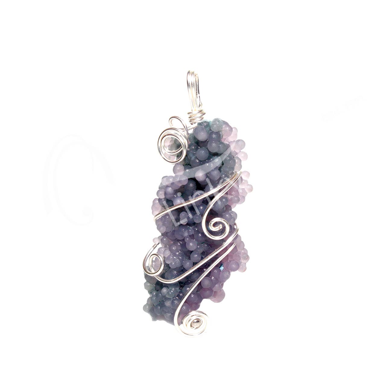 Oceanic Linkways Inc - Wholesale Spiritual Stone/Crystal - (PC)PENDANT - WIRE WRAP AGATE, GRAPE 1.25-2.5"