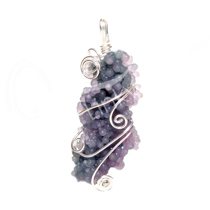 Oceanic Linkways Inc - Wholesale Spiritual Stone/Crystal - (PC)PENDANT - WIRE WRAP AGATE, GRAPE 1.25-2.5"0