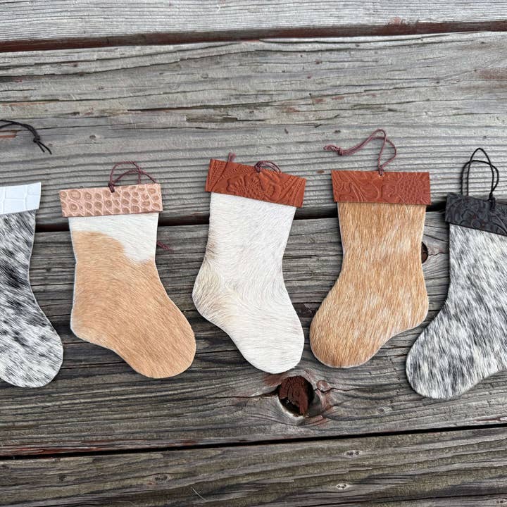 Wild Mountain Soul Designs - Wholesale Holiday Stocking - Hair-on cowhide stocking ornament5