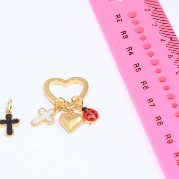 19mm Heart Keyring with Beach Inspired Charms, for wholesale by QueenJewelryM