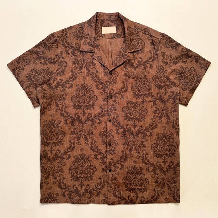 Camisa de Campismo: Estampa de Rolagem, Castanho por atacado de desde