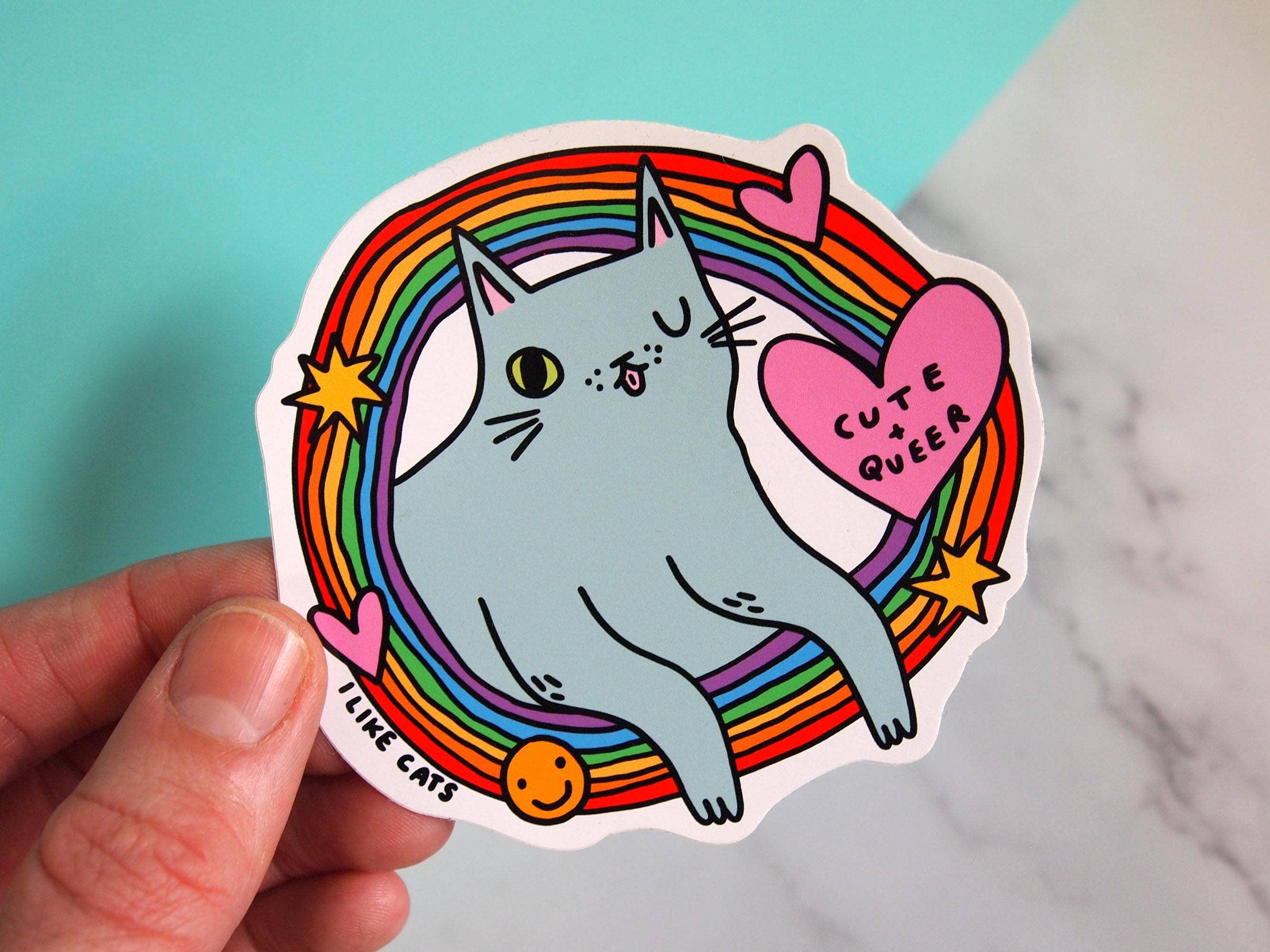 I LIKE CATS - Wholesale Sticker - Cute Queer Cat Rainbow Die Cut Vinyl Sticker3