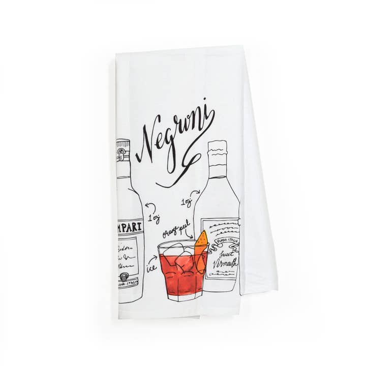 Negroni Cocktail Tea Towel for wholesale by Wild Ink Press