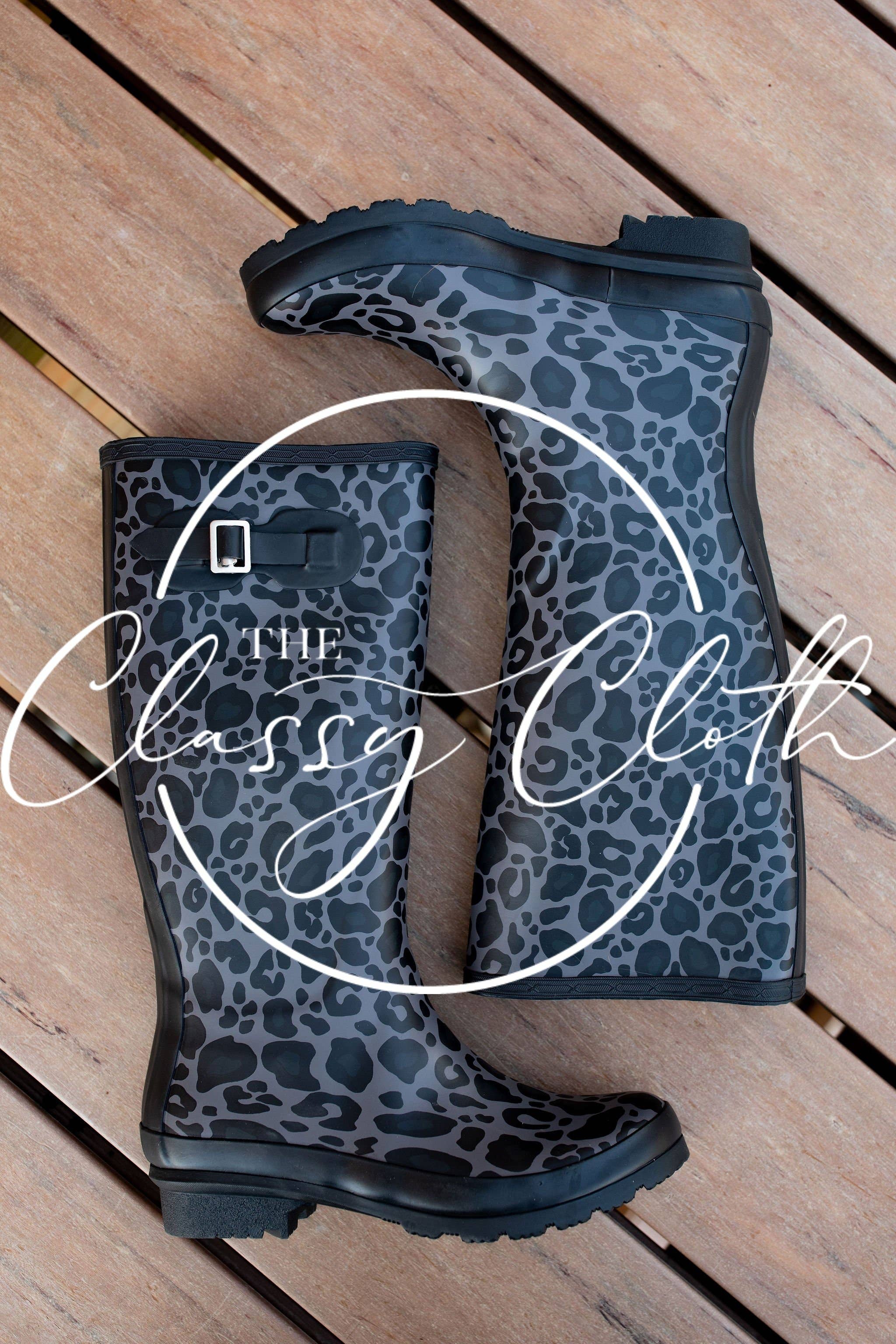 The Classy Cloth WS - Wholesale Rain Boots - Women's - Rachael Rainboot Tall Pack - Black Leopard RTS4