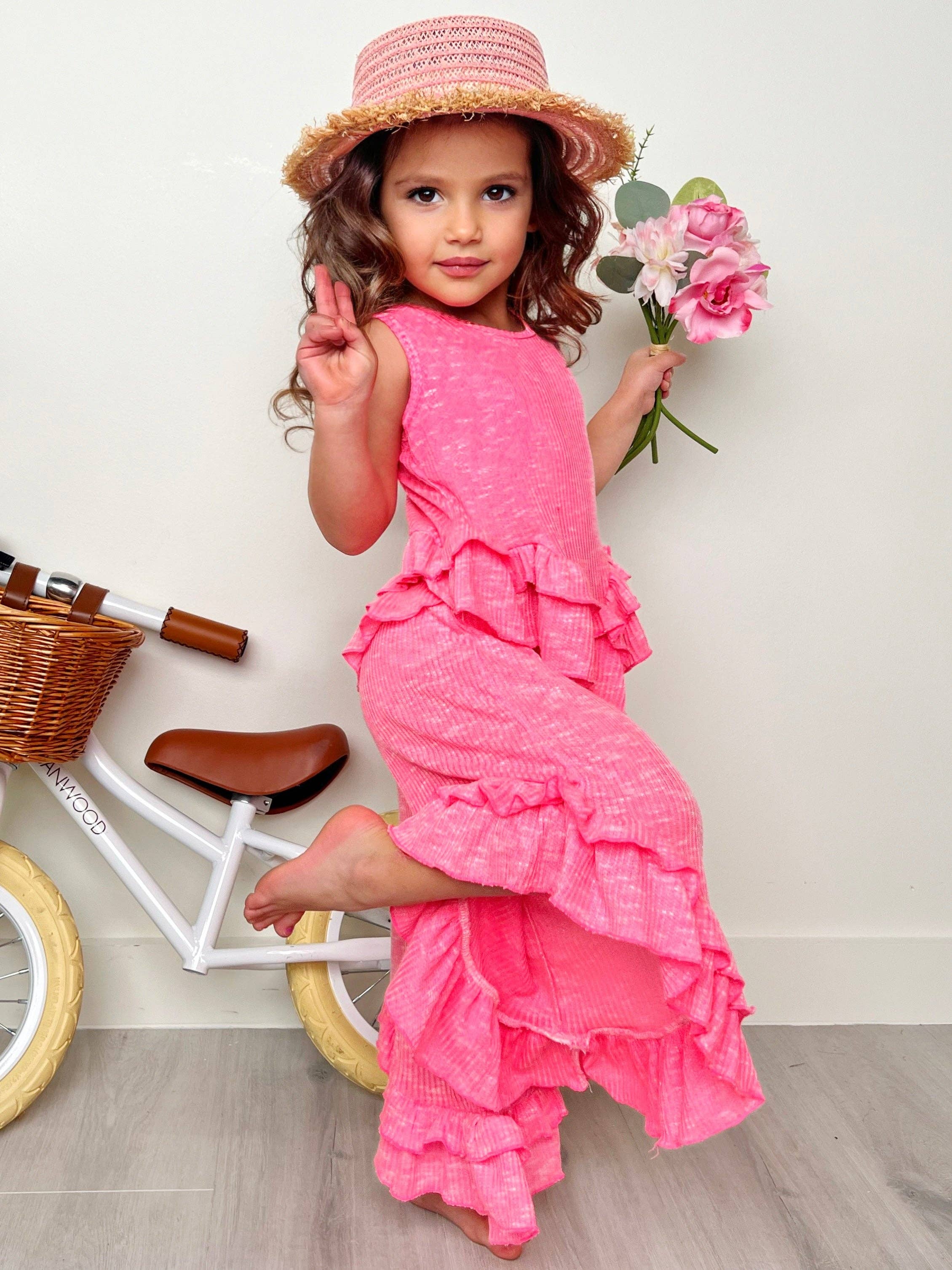 Rosa Set di pantaloni con volant Sway My Way in vendita all'ingrosso su Faire2