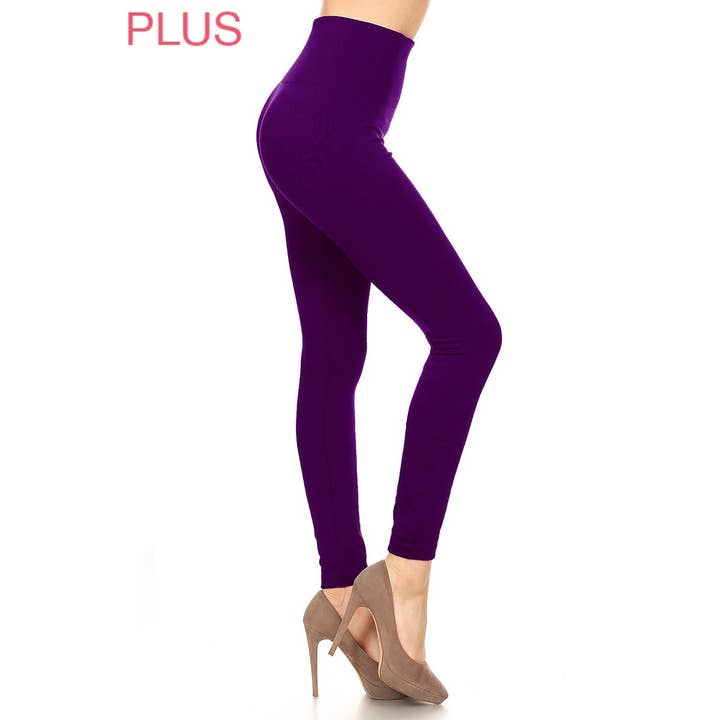 Leggings Depot – wholesale Fashion leggings – Women's – Wide Waistband Plus Size Fleece Lined Leggings6