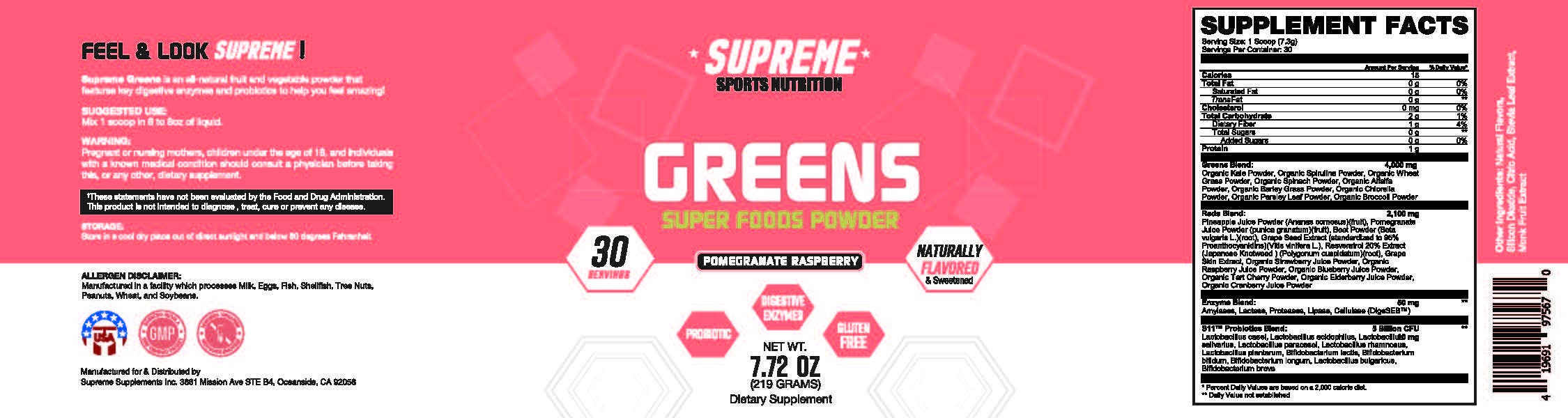 Supreme Sports Nutrition - Wholesale Protein/Superfood Powder - Supreme Greens Superfood Powder2