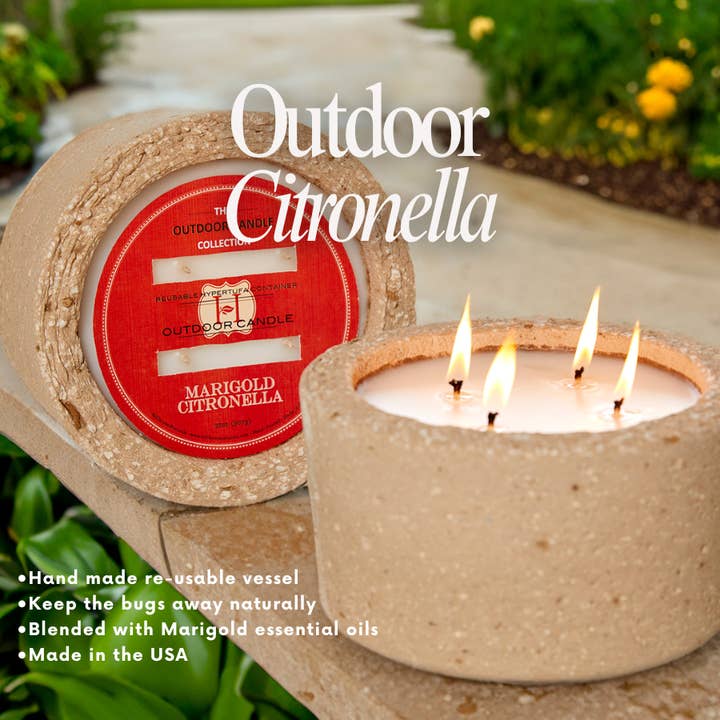 Hillhouse Naturals/Field+Fleur - Vendita all'ingrosso Candela per esterni - Candela da Esterno in Cemento alla Citronella e Calendula 32oz. Ctn.21