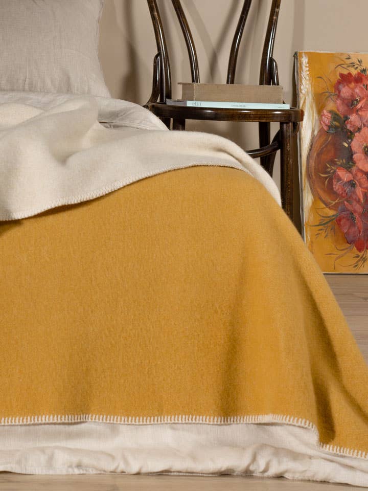 Wool bed Blanket MISTED YELLOW - double for wholesale by MoST